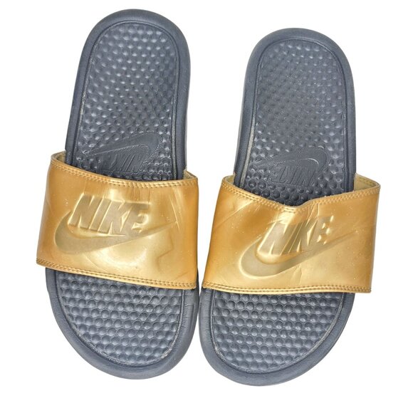 Nike Black & Gold Slide Sandals 7 - Picture 7 of 8
